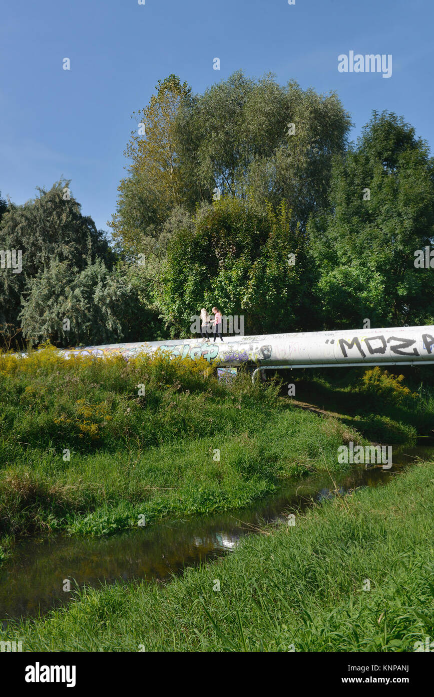 Landschaft park Naturschutzgebiet Wuhletal, Prozent Dorf Marzahn, Berlin, Deutschland, Landschaftspark Naturschutzgebiet Wuhletal, Marzahn-Hellersdorf, Deutschland Stockfoto