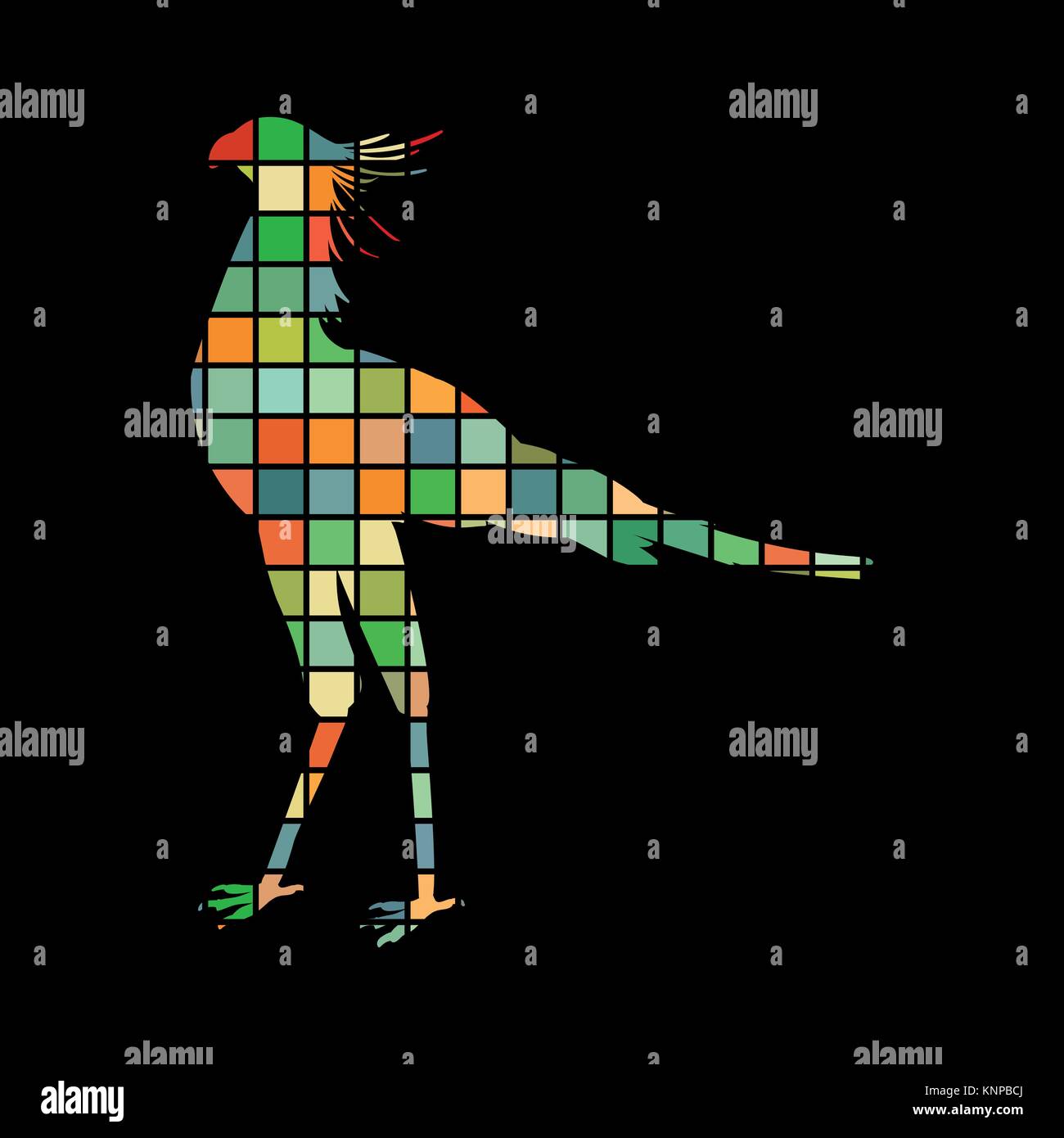 Staatssekretär vogel Mosaik Farbe silhouette Tier Hintergrund Schwarz Stock Vektor