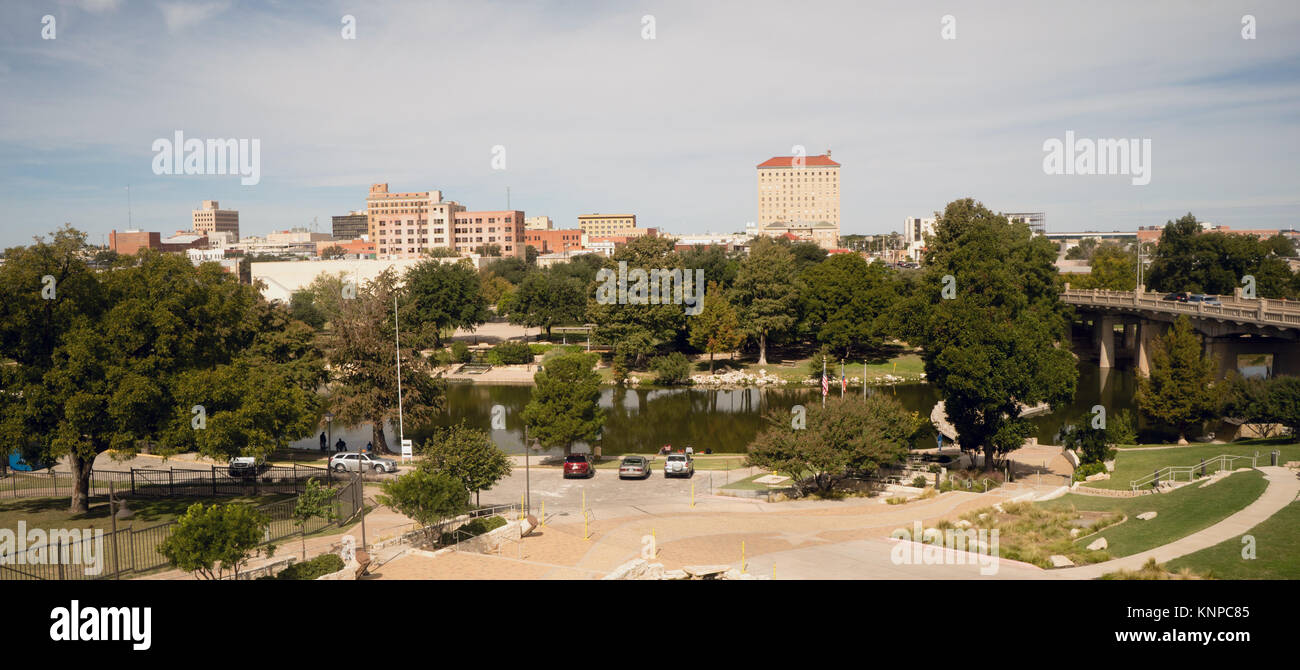 Gebäude und Architektur der Innenstadt City Park skyline Lubbock, Texas Stockfoto