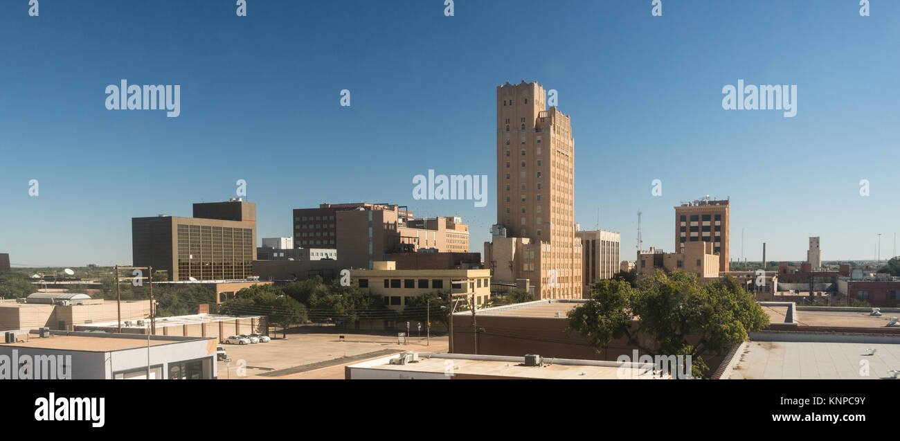 Gebäude und Architektur Downtown Skyline der Stadt Lubbock, Texas Stockfoto