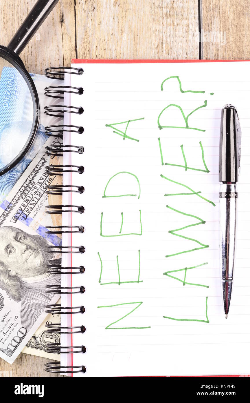 Notwendigkeit, einen Rechtsanwalt Konzept Foto Stockfoto