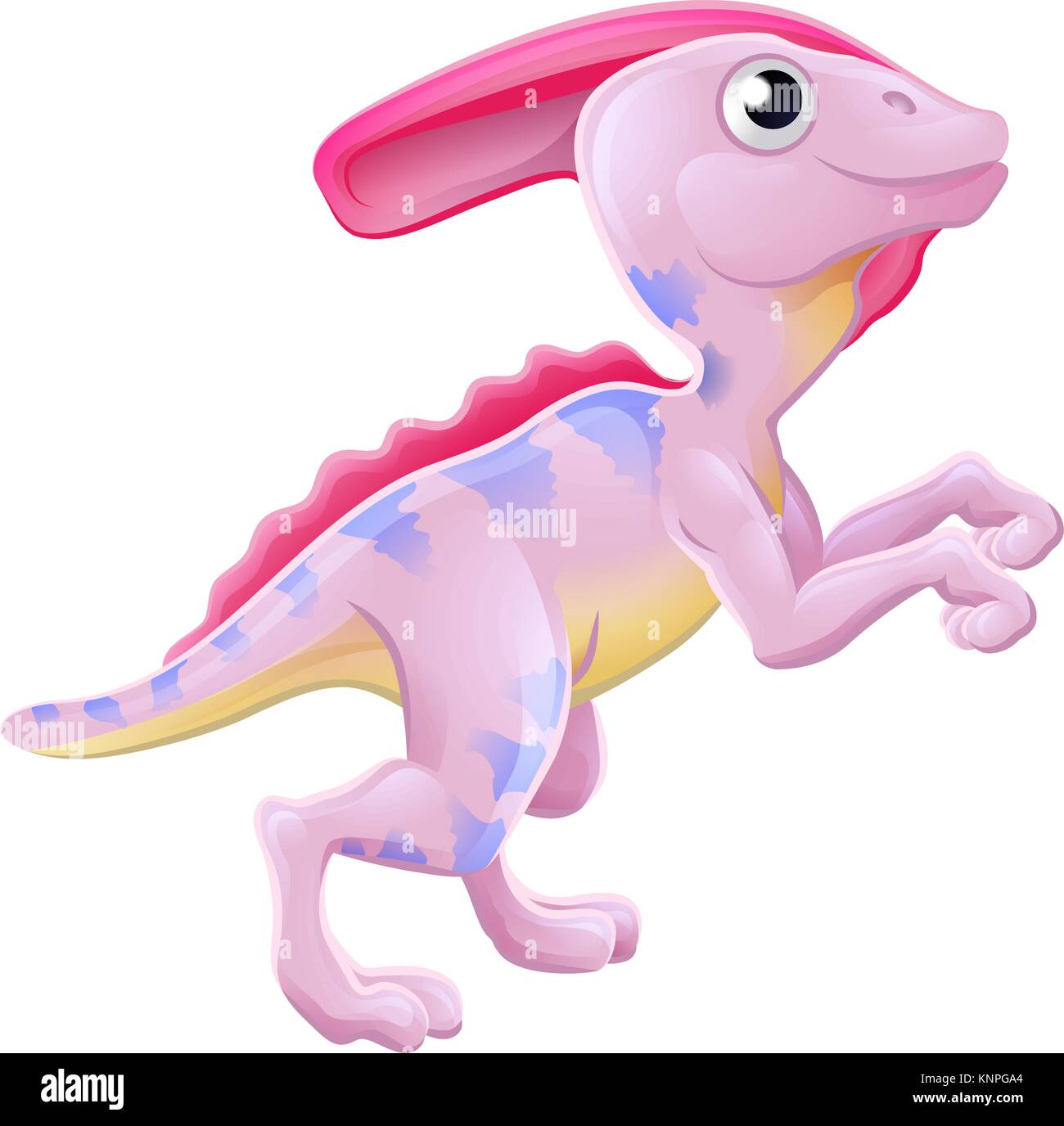 Cute Cartoon Parasaurolophus Dinosaur Stock Vektor