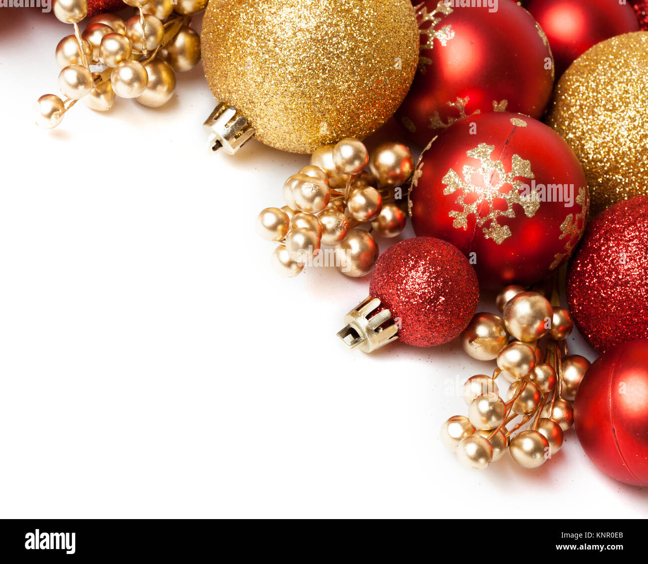 Weihnachten-Grenze mit roten Ornament. Studio gedreht Stockfoto