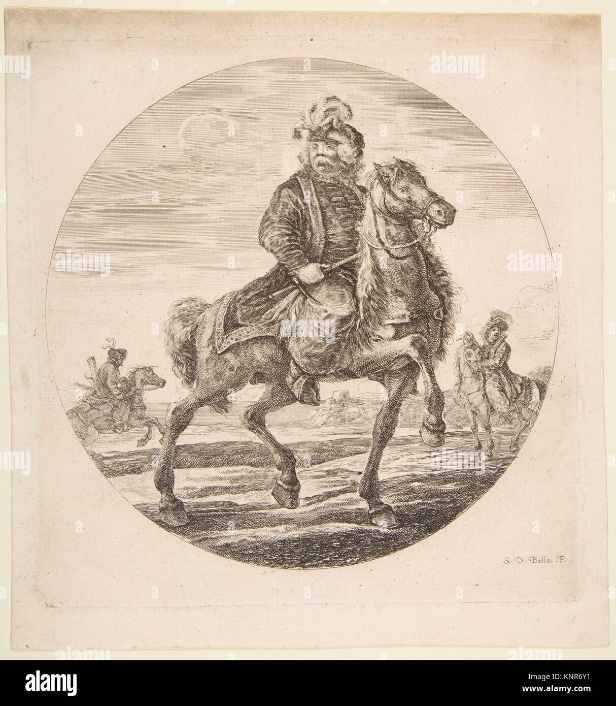 Ungarische Reiter reiten nach rechts, andere Reiter im Hintergrund, eine kreisförmige Zusammensetzung von Figuren zu Pferd" (Kavaliere nègres, Stockfoto