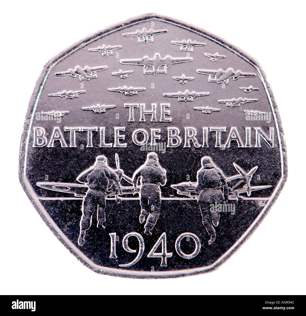 Britische commemorative 50p-Medaille. 75. Jahrestag der Schlacht von Großbritannien (Gary Breeze: 2015) Stockfoto