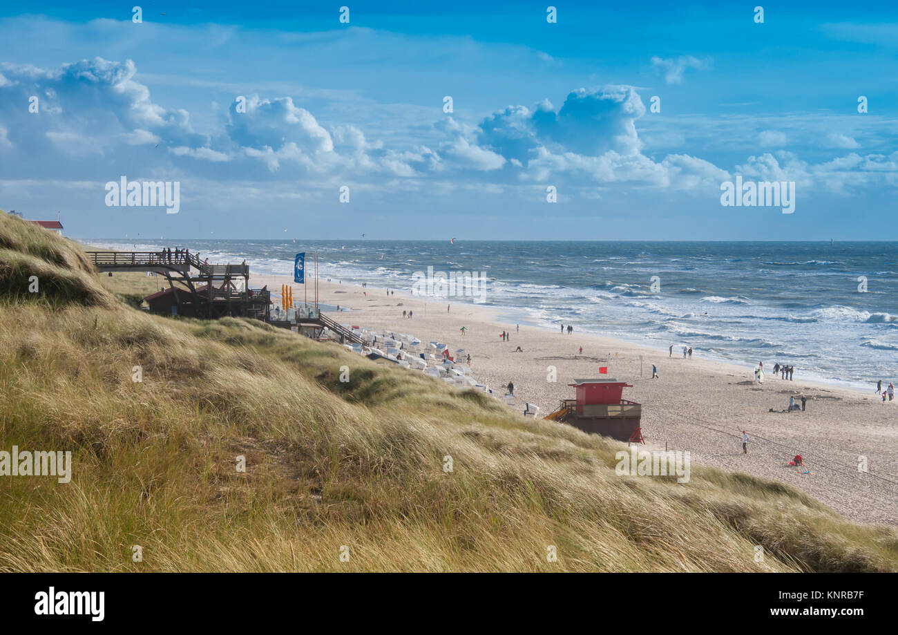 Windigen Tag am Strand, Sylt, Deutschland Stockfoto