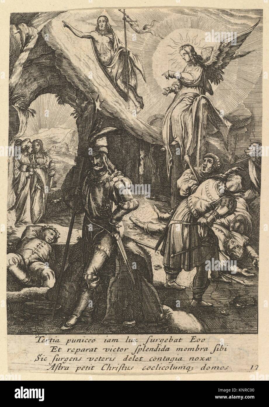 Die Auferstehung, aus der Passion Christi. Artist: Nicolas Cochin (Französisch, Troyes 1610-1686 Paris); Künstler: Nach Hendrick Goltzius Stockfoto