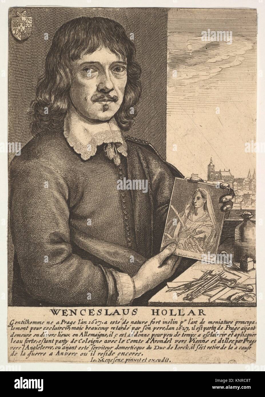 Selbstbildnis. Serie/Portfolio: Image de divers Hommes (1649); Kupferstecher: Wenzel Hollar (Böhmische, Prag 1607-1677, London); Herausgeber: Johannes Stockfoto