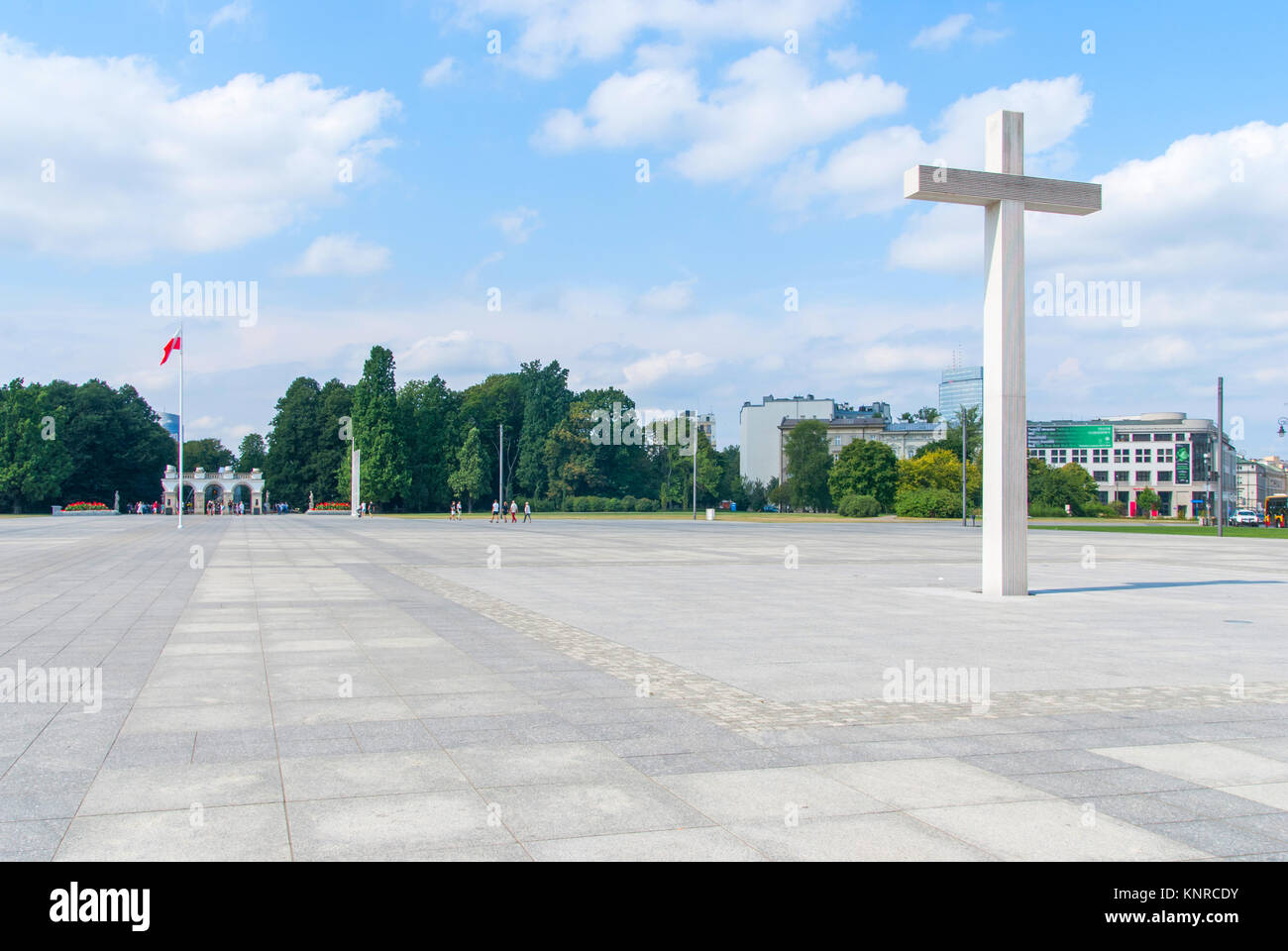 Kreuz Denkmal am Pilsudski-platz Warschau, Polen Stockfoto