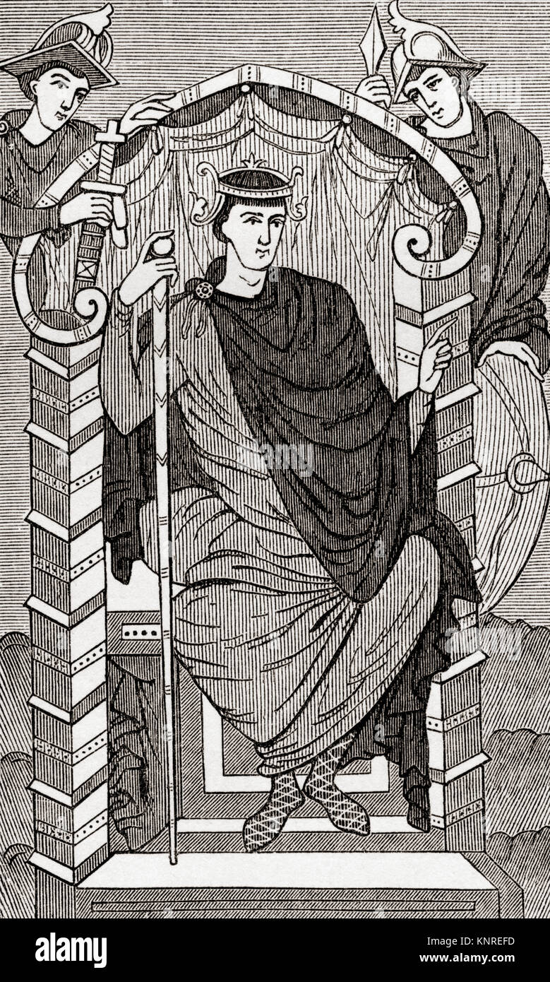 Lothar I oder Lothar I, 795 - 855. Kaiser des Heiligen Römischen Reiches (817-855, Co - Urteil mit seinem Vater bis 840), König von Bayern, Italien und dem Nahen Francia. Von Station und Lock's illustrierte Geschichte der Welt, veröffentlicht C 1882. Stockfoto