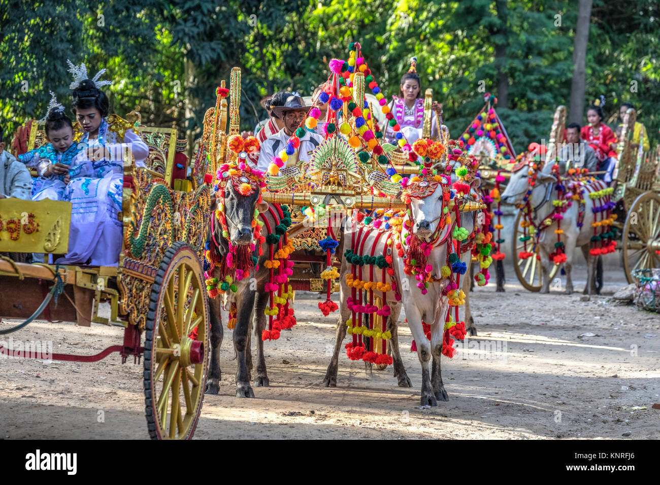 Zeremonie und Feier für neue Novizen in neuen Bagan, Myanmar, Asien Stockfoto