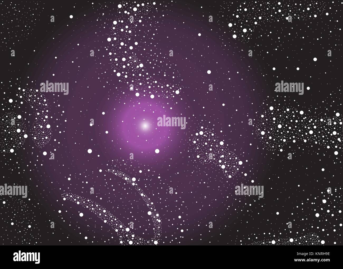 Bunte Muster mit glänzenden Sternen. Teil des Kosmos, Astronomie und Raumfahrt. Ausführliche Darstellung. Vector Illustration Stock Vektor