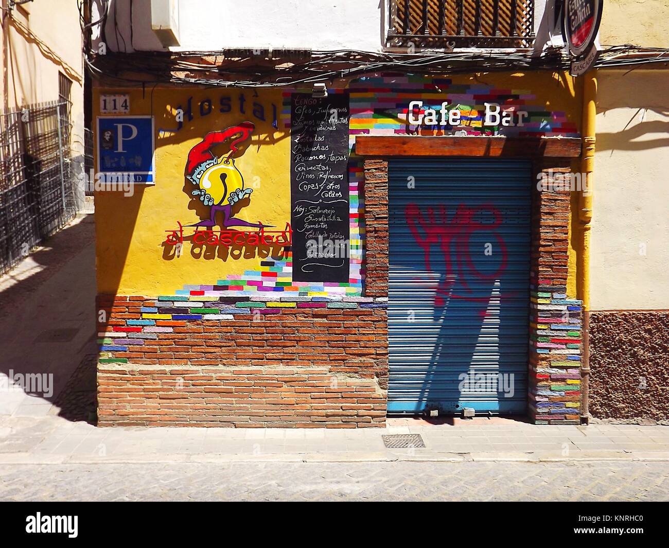 Bunte cafe in Granada, Spanien Stockfoto