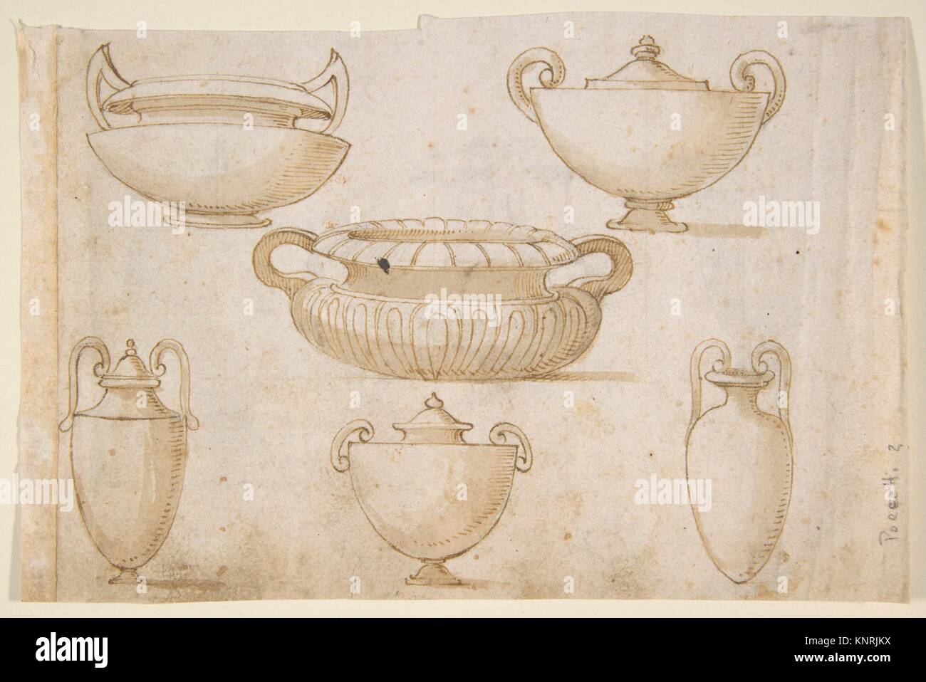 Ornamental Designs nach antiken Vasen. Artist: Nach Bernardino Poccetti (Italienisch, San Marino di Valdelsa 1548-1612 Florenz); Datum: 1548-1612; Stockfoto