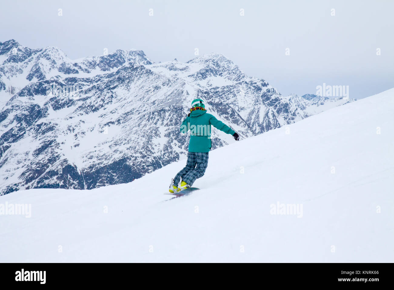 Snowboarder, Sölden, Österreich, extreme Wintersport Stockfoto