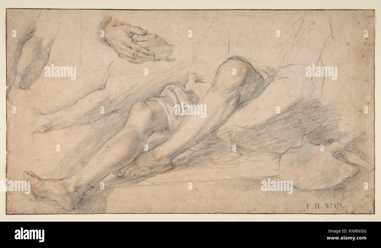 Studien für einen sitzenden Mann mit einer Schaufel. Artist: Bernardino Poccetti (Italienisch, San Marino di Valdelsa 1548-1612 Florenz); Datum: Ca. 1603; Stockfoto