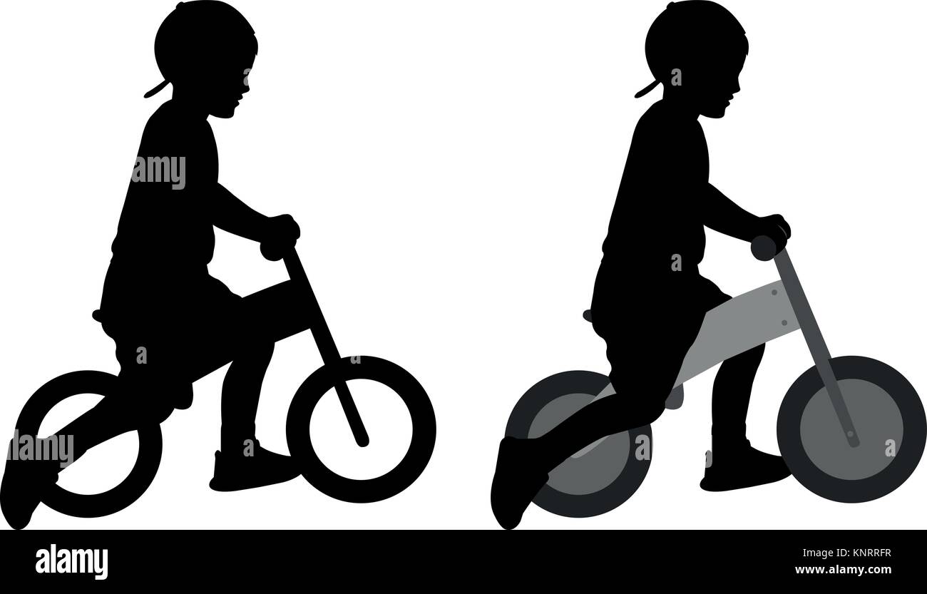 Junge Reiter ein Pushbike Silhouette-Vektor Stock Vektor