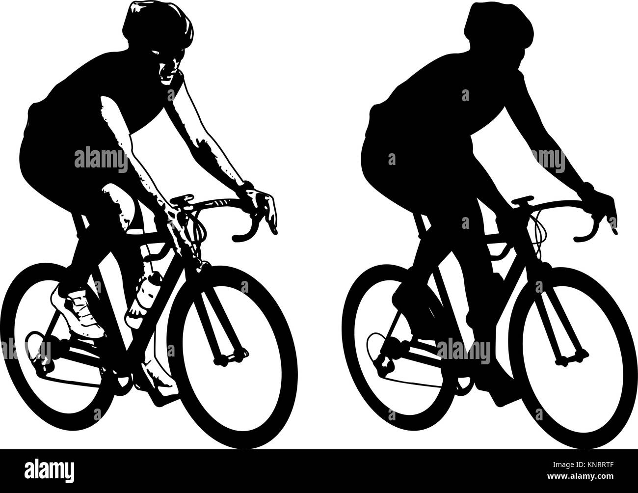 Radfahrer Skizze Abbildung und Silhouette-Vektor Stock Vektor