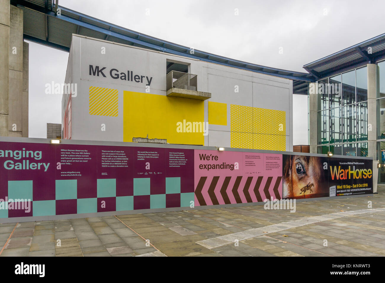 Front von MK Galerie, eine zeitgenössische bildende Kunst Galerie hosting Ausstellungen und Workshops; während 2017 für Ausbau- und Renovierungsarbeiten geschlossen. Stockfoto