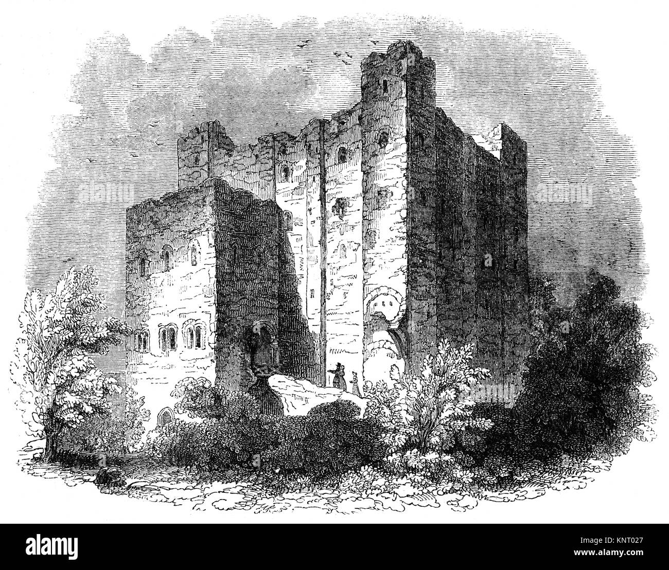 Aus dem 12. Jahrhundert halten oder Stein Turm von Rochester Castle steht auf dem Ostufer des Flusses Medway in Rochester, Kent, South East England. Auf dem Fluss Medway und Watling Street, die erste Burg in der Zeit nach der normannischen Eroberung gegründet wurde und Bischof Odo gegeben, vermutlich durch seinen Halbbruder Wilhelm der Eroberer. Während der Rebellion von 1088 über die Nachfolge des englischen Thron, Odo unterstützt Robert Curthose, ältester Sohn des Eroberers, gegen William Rufus. Stockfoto