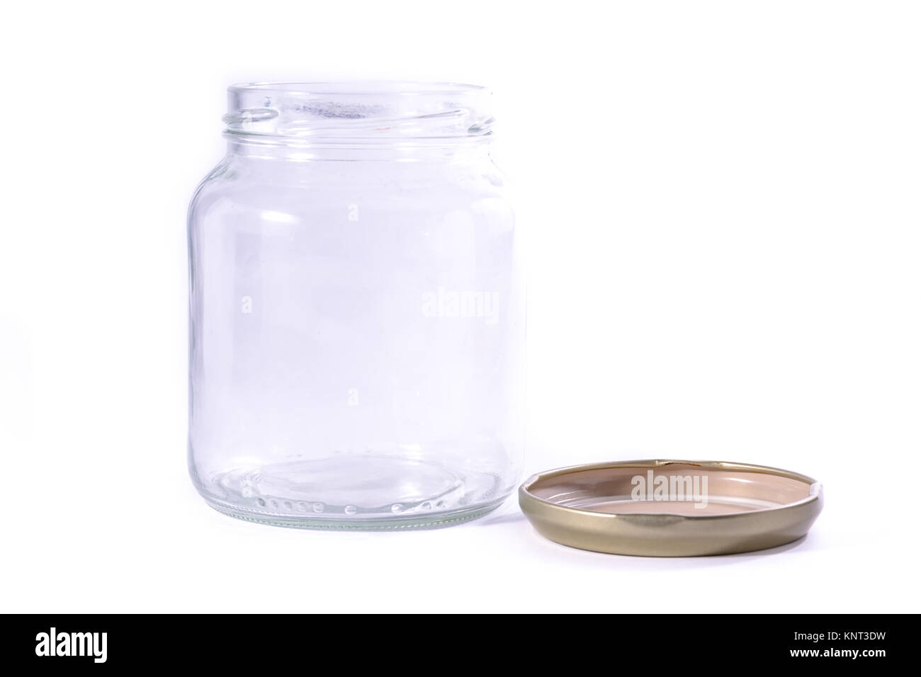 Glas Glas Kanne klar transparent Weiß isoliert Hintergrund frisches Essen Storage Tool Küche Objekt Haushalt Stockfoto