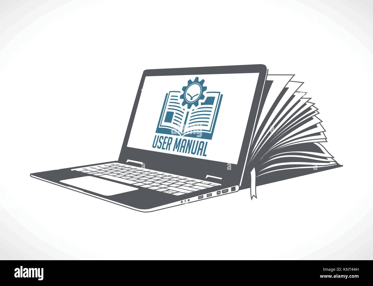 Elearning Logo - Ebook, e-Learning und Knowledge Base Konzept - Lager Abbildung Stock Vektor