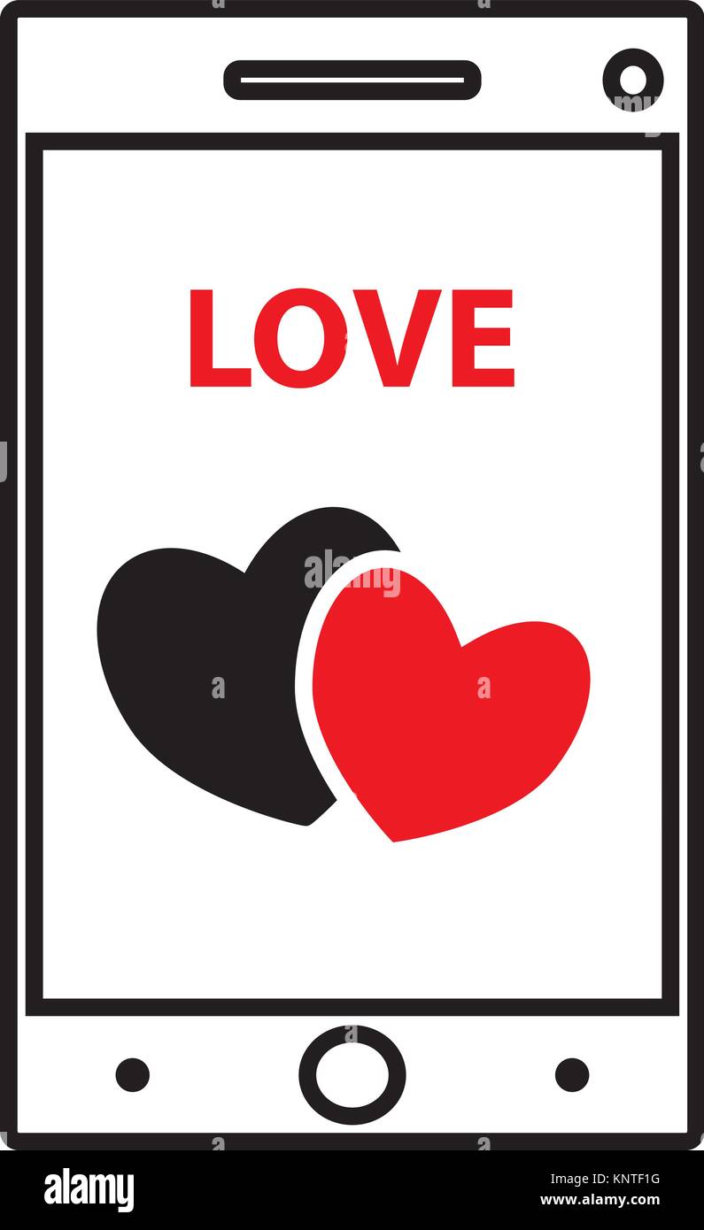 Handy Handy oder Smartphone mit Bild für den Valentinstag oder Valentinstag Herzen oder Herzen formen Konzept für Liebe Leidenschaft Valentinstag Valentines Stock Vektor