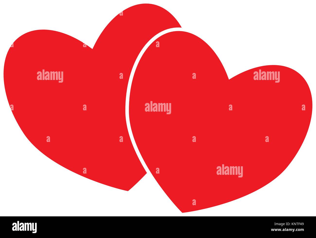 Zwei Herzen. Konzept für Liebe, Leidenschaft, Valentin, Valentinstag auf weißem Hintergrund. Stock Vektor