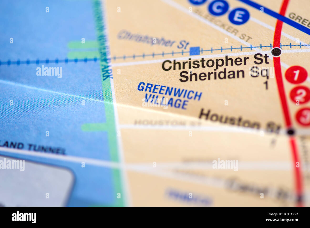 Closeup Detail der New York Stadtplan Stockfoto