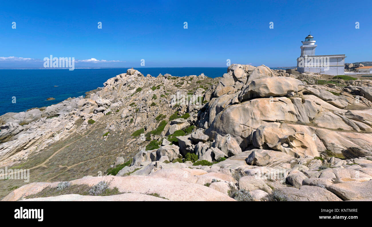 Leuchtturm von Capo Testa, Santa Teresa di Gallura, Sardinien, Italien, Mittelmeer, Europa Stockfoto