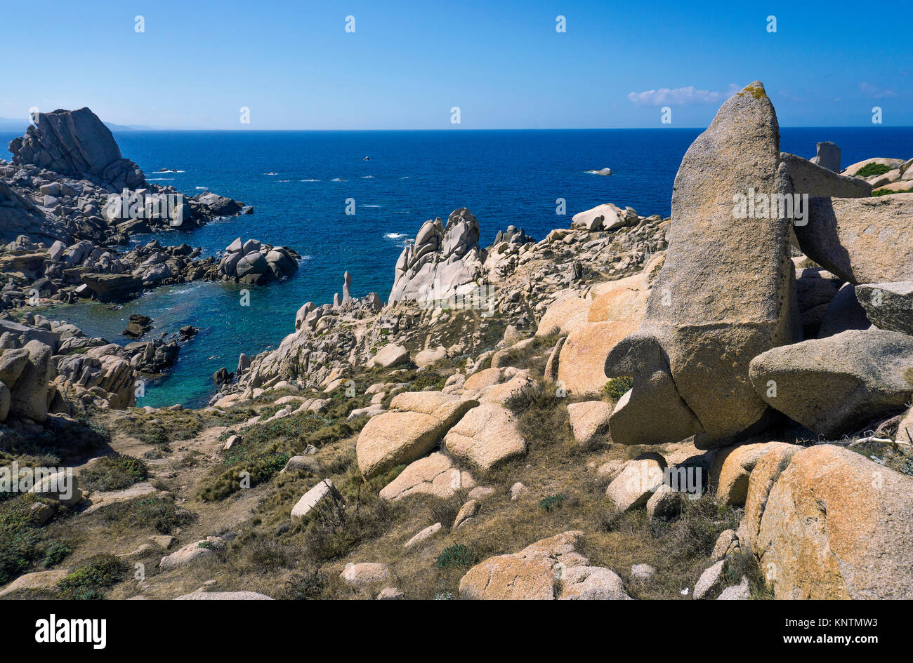Küstenlandschaft, Granitfelsen am Capo Testa, Santa Teresa di Gallura, Sardinien, Italien, Mittelmeer, Europa Stockfoto