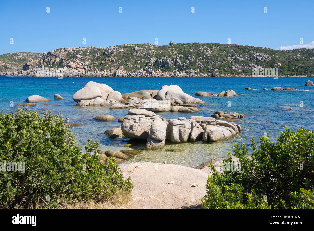 Idyllischer Strand mit Granitfelsen, Santa Reparata, Capo Testa, Santa Teresa di Gallura, Sardinien, Italien, Mittelmeer, Europa Stockfoto