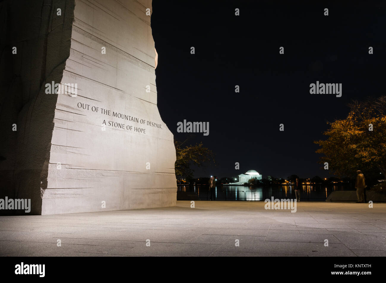 Martin Luther King Jr. Memorial Statue Washington DC Nacht Abend Closeup Stockfoto