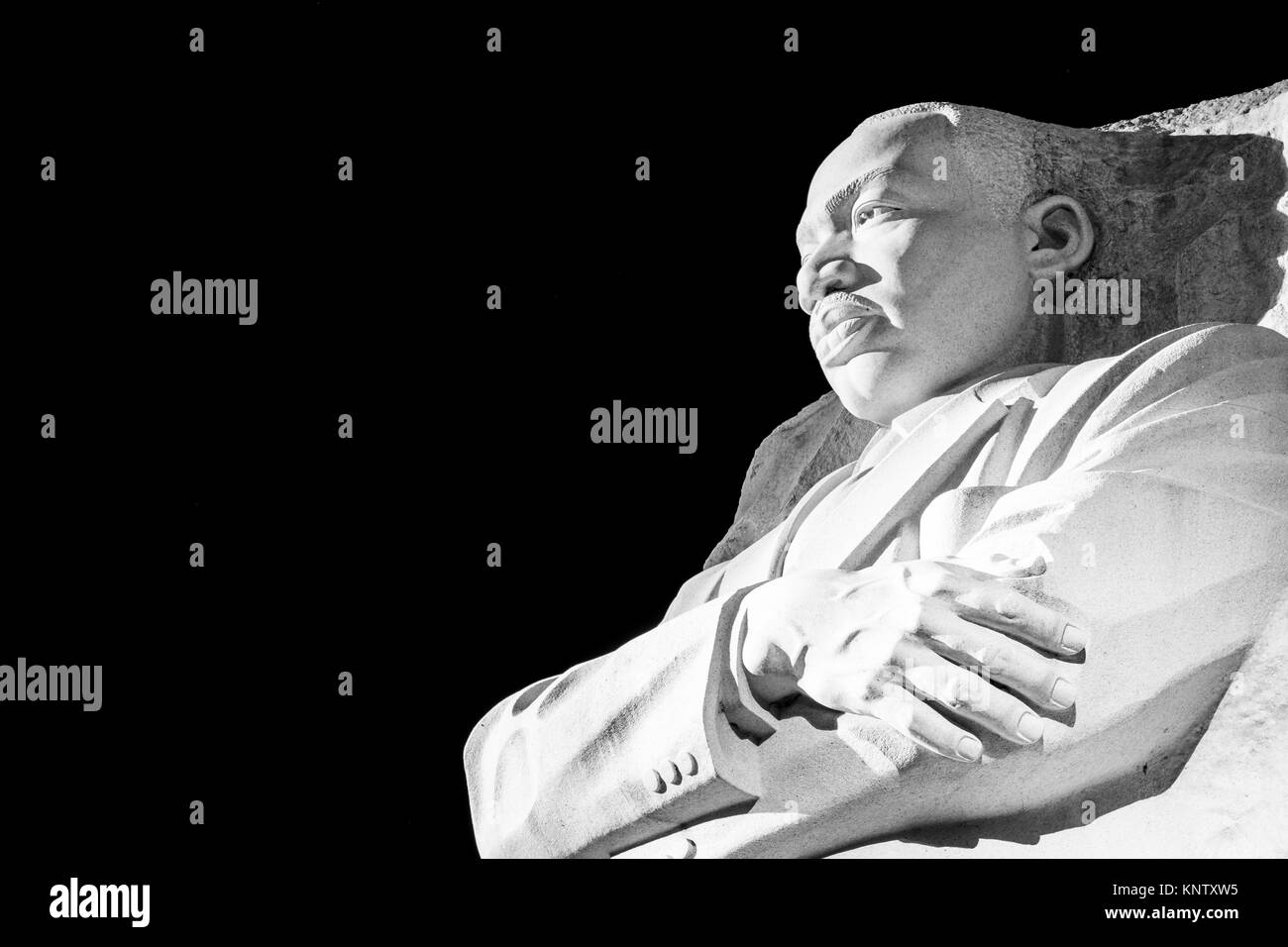 Martin Luther King Jr. Memorial Statue Washington DC Nacht Abend Closeup Stockfoto