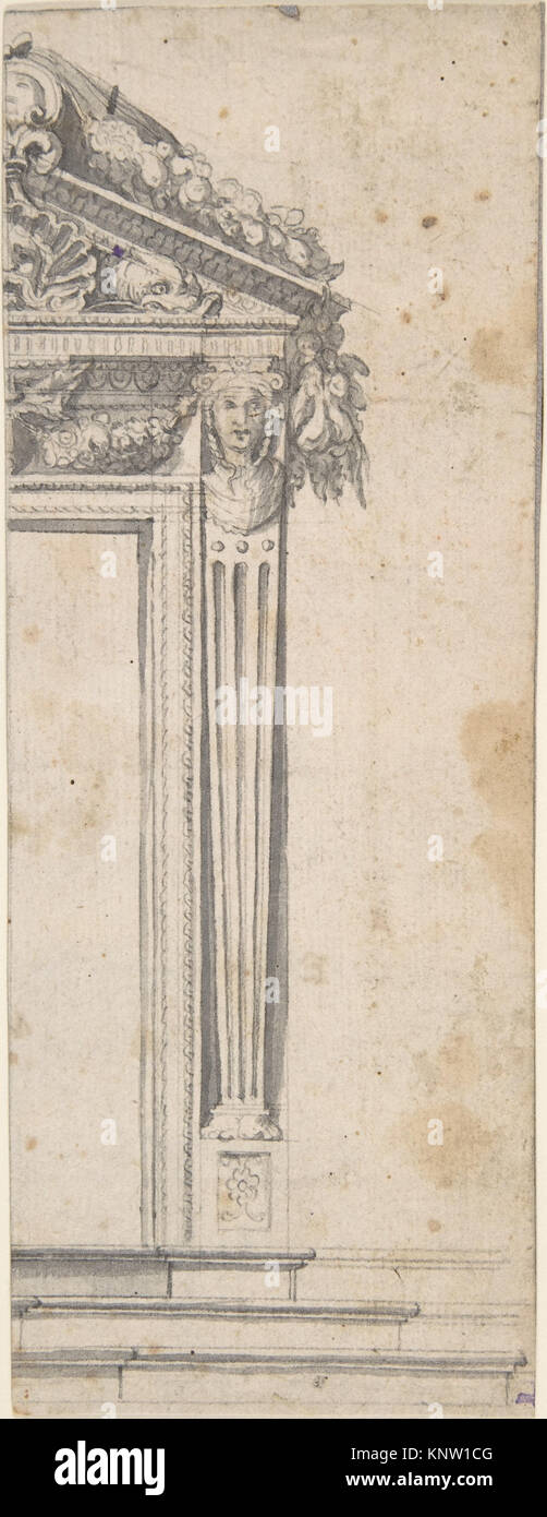 Design für die rechte Seite einer Tür mit Giebel und kannelierte Pilaster MET DP 802618 389392 Stockfoto