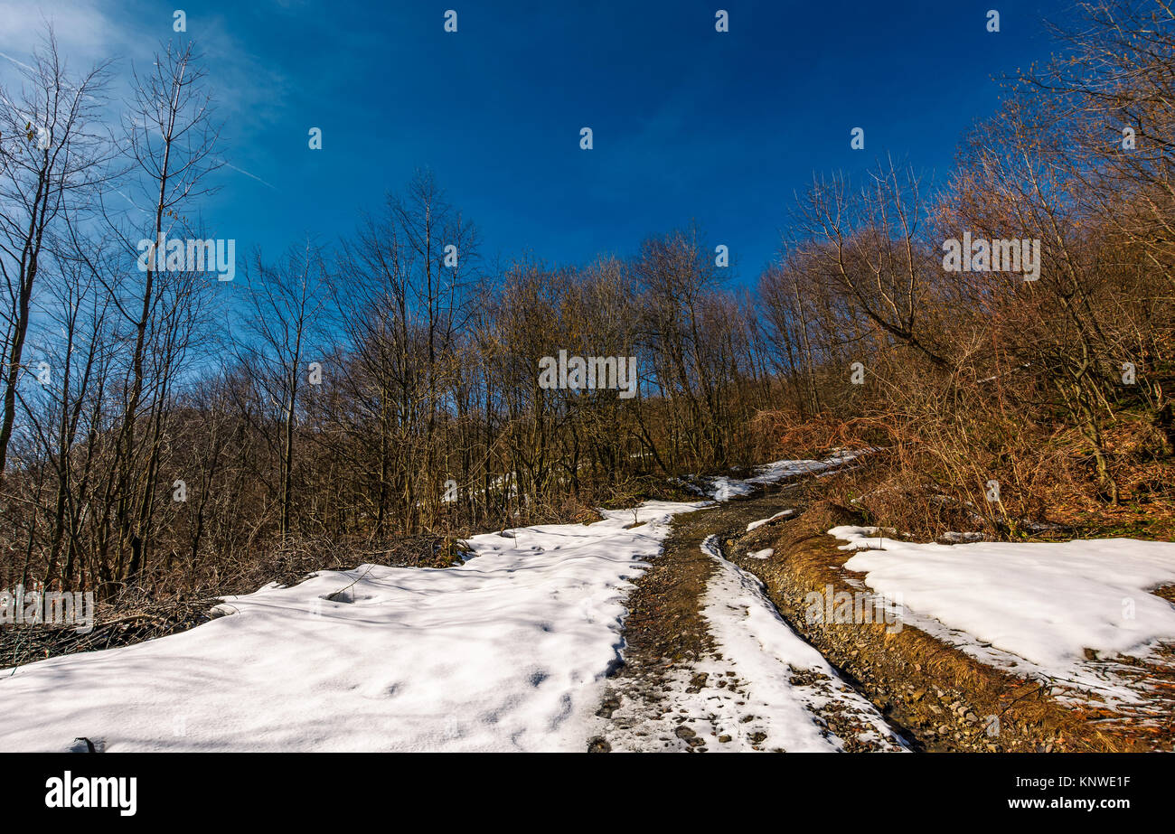 Berg Feldweg im Winter. schönen sonnigen Tag Stockfoto