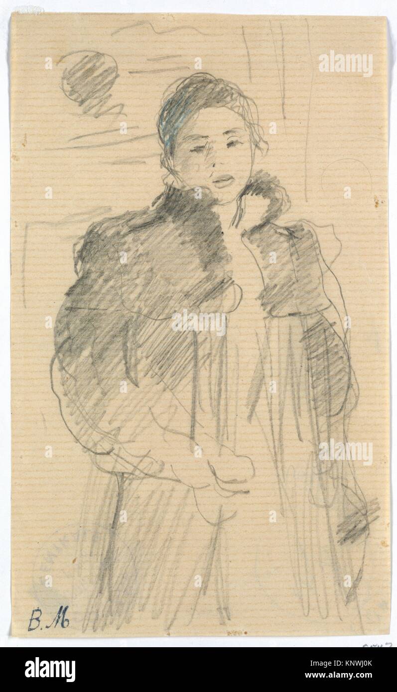 Studie für junge Mädchen in einen grünen Mantel. Künstler: Berthe Morisot (Französisch, Bourges 1841-1895 Paris); Datum: Ca. 1894; Medium: Bleistift auf poliertem Büffelleder festgelegt Stockfoto