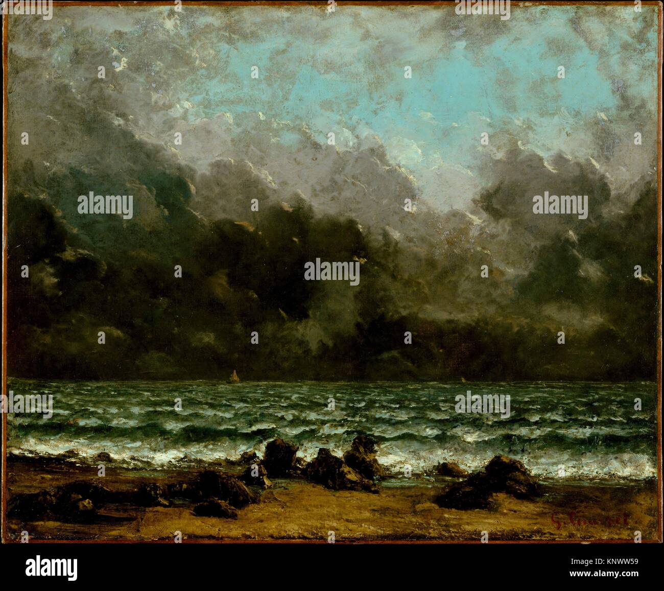 Das Meer. Künstler: Gustave Courbet (Französisch, Ornans 1819-1877 La Tour-de-Peilz); Datum: 1865 oder später; Medium: Öl auf Leinwand; Abmessungen: 20 x 24 in. Stockfoto