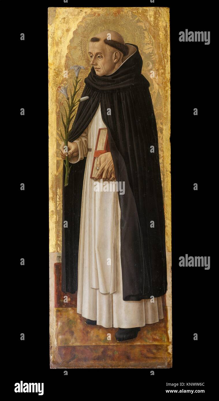 Saint Dominic. Künstler: Carlo Crivelli (Italienisch, Venedig (?), aktiv von 1457 - gestorben 1495 Ascoli Piceno); Datum: 1472; Medium: Tempera auf Holz, Gold Stockfoto