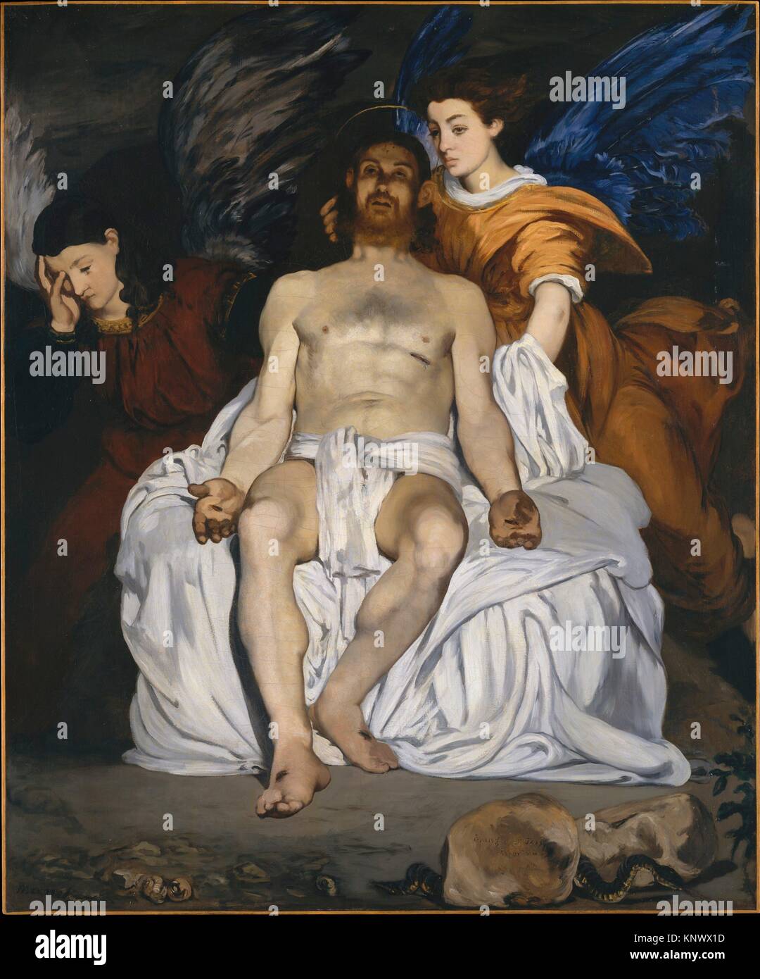 Der tote Christus mit Engeln. Artist: Édouard Manet (Französisch, Paris 1832-1883 Paris); Datum: 1864; Medium: Öl auf Leinwand; Maße: 70 5/8 x 59 in. Stockfoto