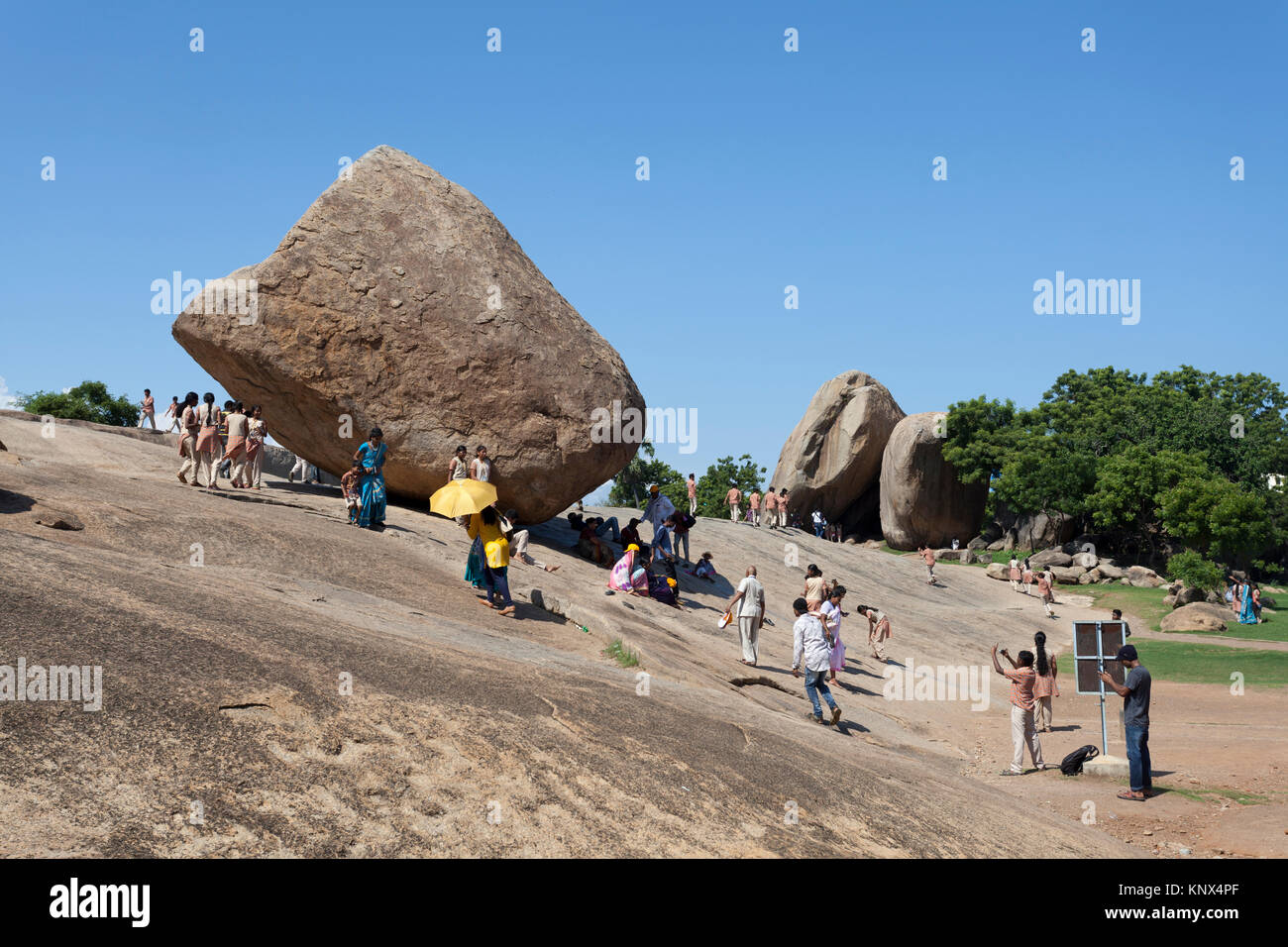 Asien, Indien, Tamil Nadu, Mamallapuram, Krishnas Butter Ball Stockfoto