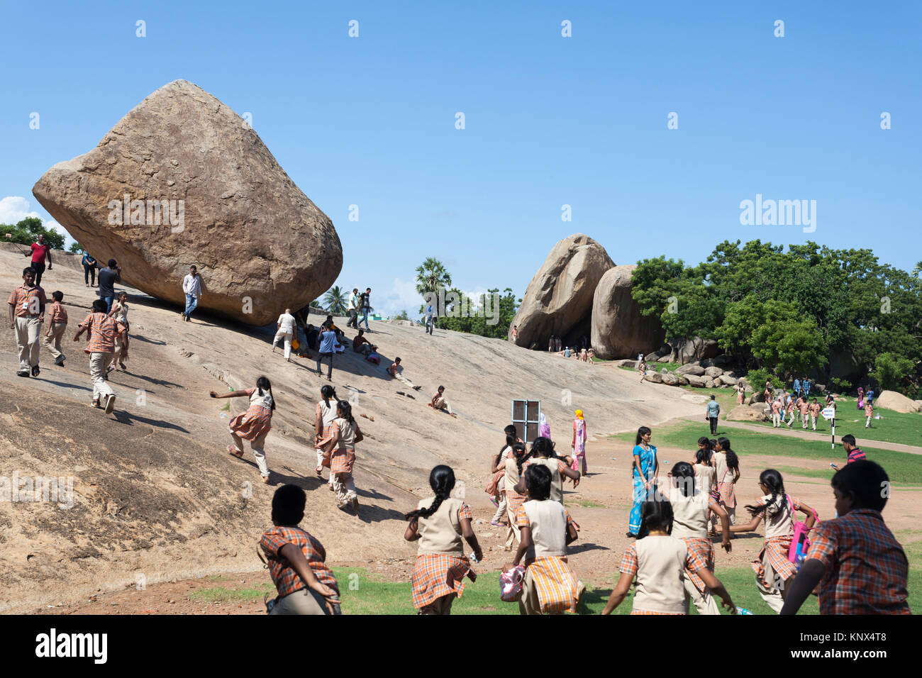 Asien, Indien, Tamil Nadu, Mamallapuram, Krishnas Butter Ball Stockfoto