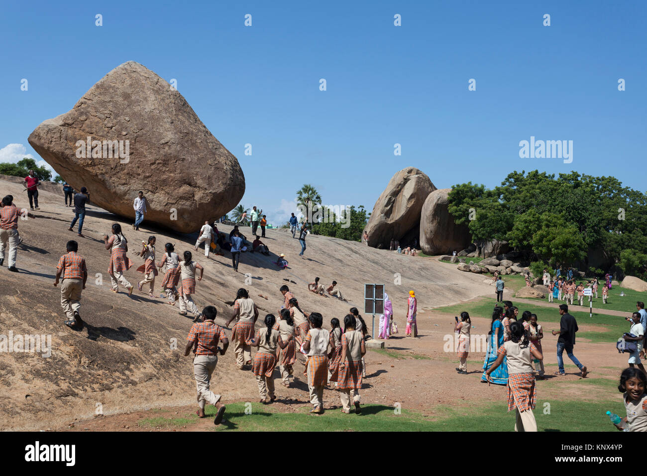 Asien, Indien, Tamil Nadu, Mamallapuram, Krishnas Butter Ball Stockfoto