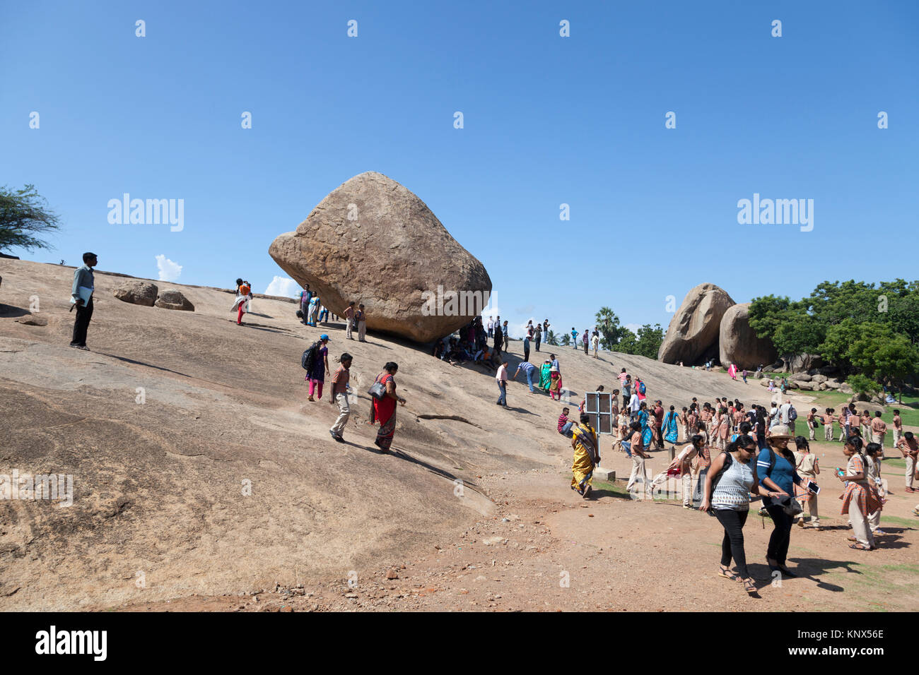 Asien, Indien, Tamil Nadu, Mamallapuram, Krishnas Butter Ball Stockfoto