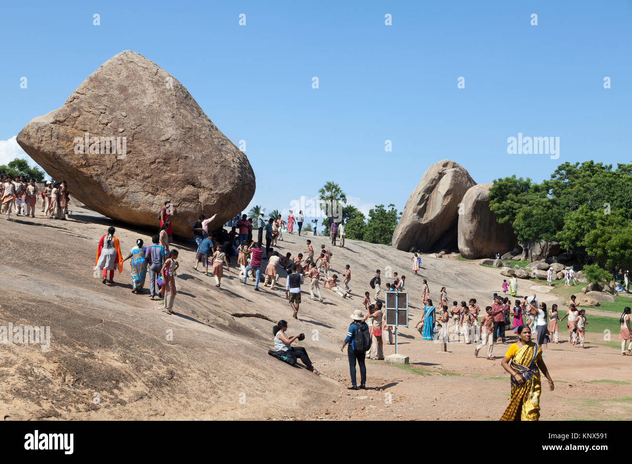 Asien, Indien, Tamil Nadu, Mamallapuram, Krishnas Butter Ball Stockfoto