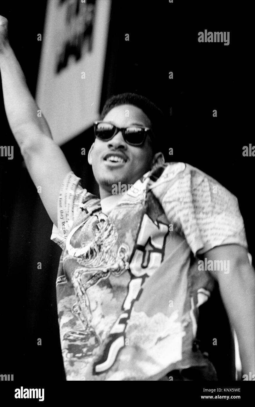 MOUNTAIN VIEW, CA - 9. AUGUST: Will Smith von DJ Jazzy Jeff & Fresh Prince auf der Bühne KMEL Summer Jam 1989 an der Shoreline Amphitheater am 5. August 1989 in Mountain View, Kalifornien. Credit: Pat Johnson/MediaPunch Stockfoto