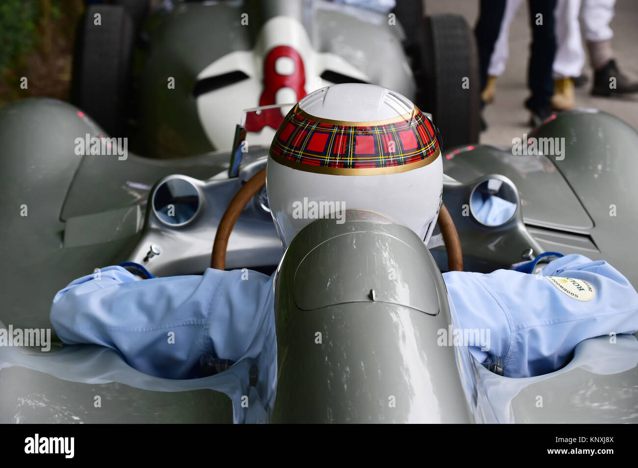 Jackie Stewart, Mercedes-Benz W 196, Streamliner, Goodwood FoS 2015, 2015, Classic, Unterhaltung, furchtlos, Festival der Geschwindigkeit, Flach heraus, FoS, Goodwood Stockfoto