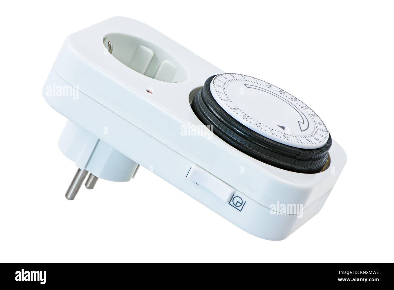 Nahaufnahme eines isolierten elektrischen Stecker mit Zeit Umschalten Stockfoto
