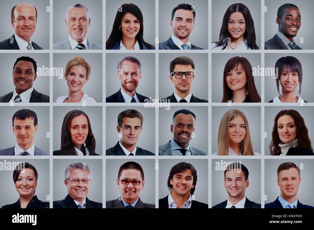 Collage vielfältige Gesichter Ausdrücke Menschen Konzept Stockfoto