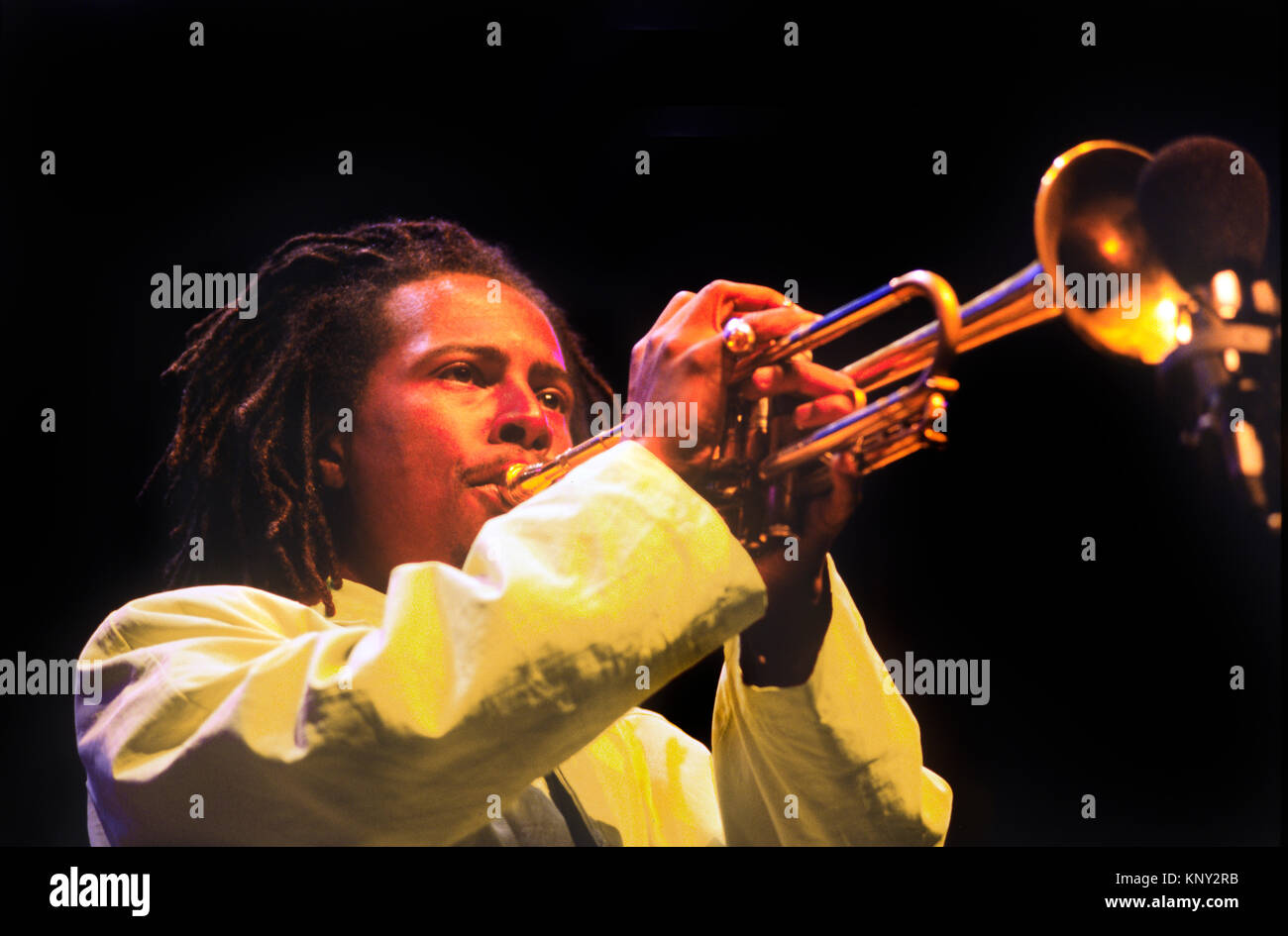 ROY HARGROVE spielt eine Hommage an Miles und Coltrane im Monterey Jazz Festival - Kalifornien Stockfoto